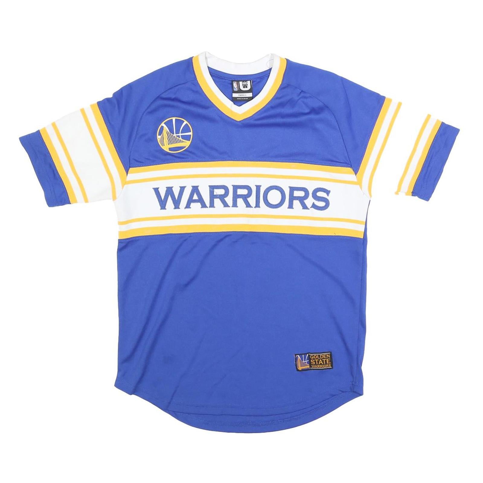 NBA Mens Blue & Yellow Warriors Graphic T-Shirt S Short Sleeve V-Neck