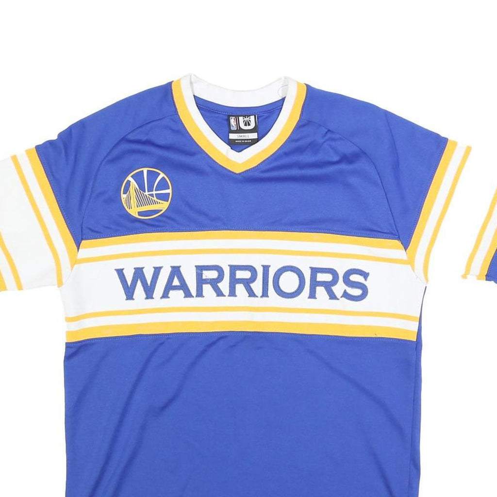 NBA Mens Blue & Yellow Warriors Graphic T-Shirt S Short Sleeve V-Neck