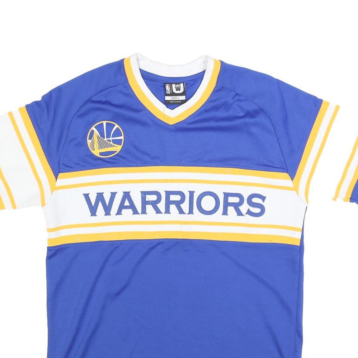 NBA Mens Blue & Yellow Warriors Graphic T-Shirt S Short Sleeve V-Neck