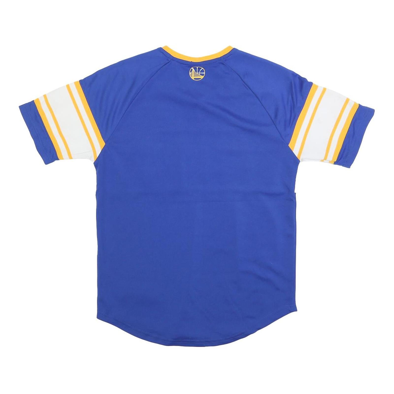 NBA Mens Blue & Yellow Warriors Graphic T-Shirt S Short Sleeve V-Neck