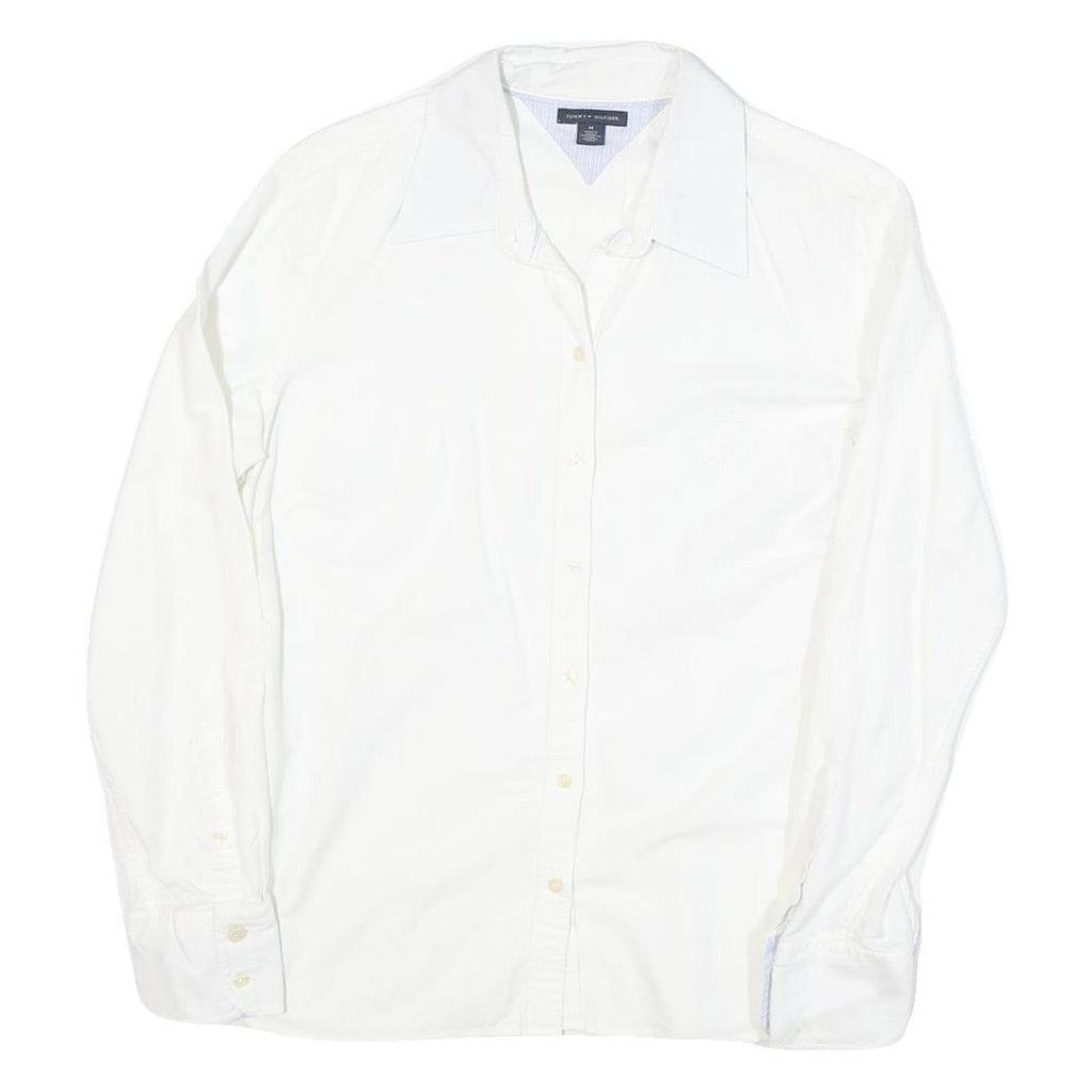 TOMMY HILFIGER Womens White Shirt M Classic Button Long Sleeve Casual Cotton
