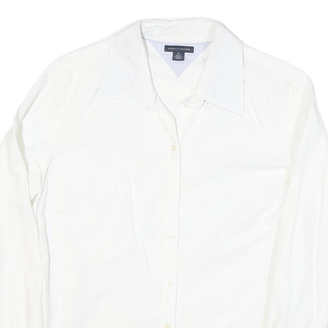 TOMMY HILFIGER Womens White Shirt M Classic Button Long Sleeve Casual Cotton