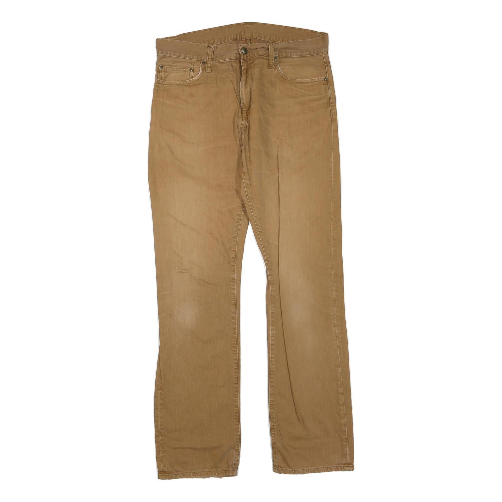 CARHARTT Womens Regular Fit Beige Denim W34 L32 Classic Straight Zip Jeans