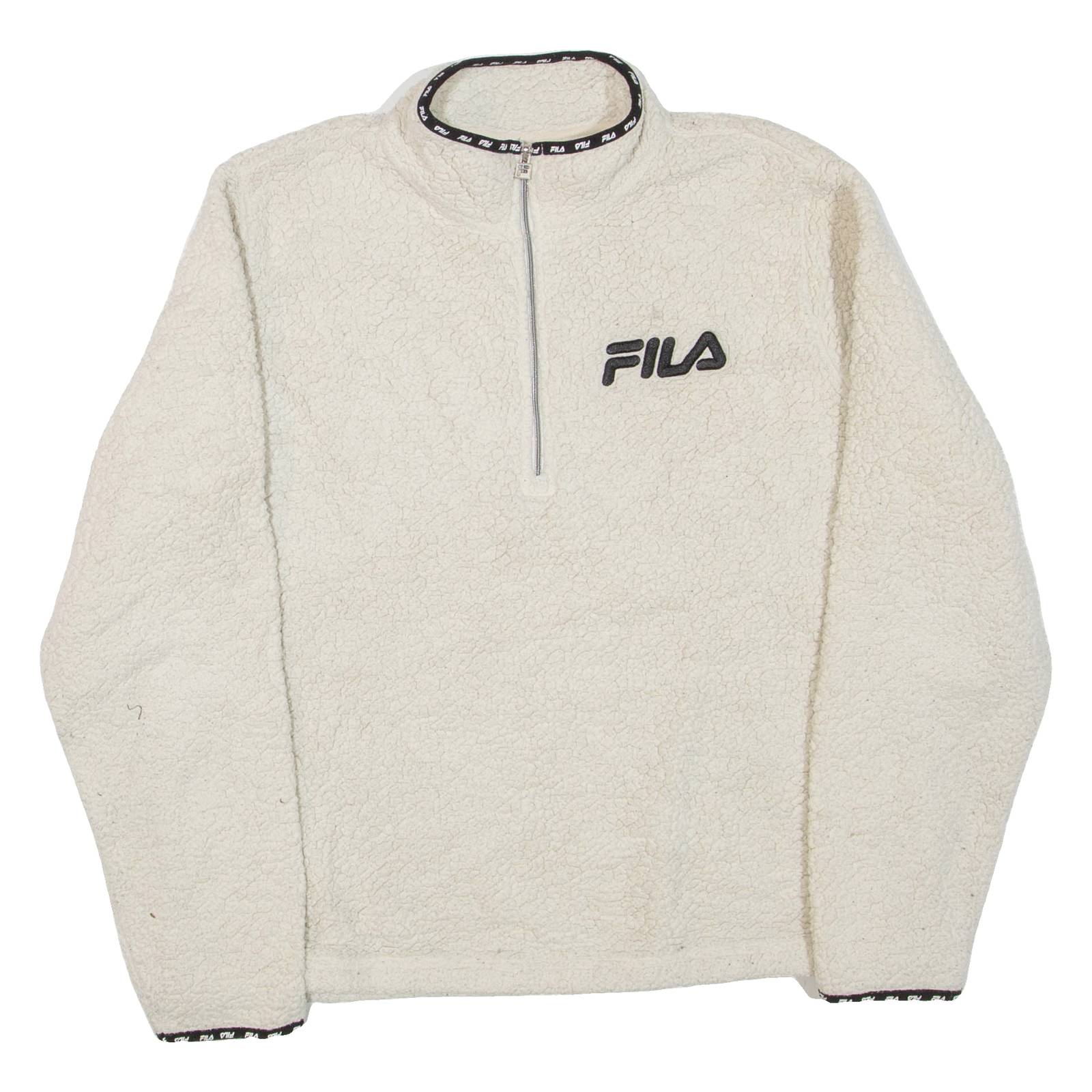 FILA Womens Fleece Beige 1/4 Zip UK 14
