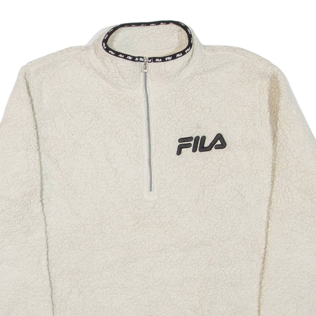 FILA Womens Fleece Beige 1/4 Zip UK 14
