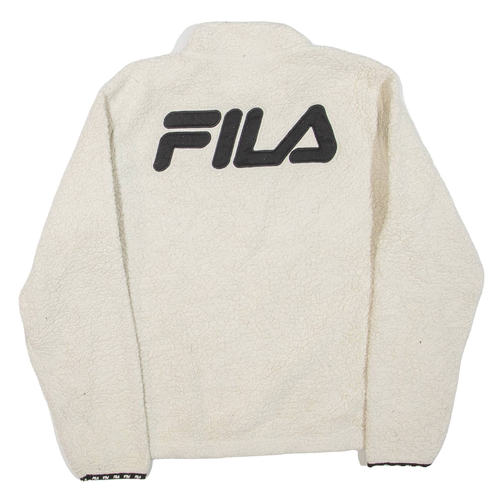 FILA Womens Fleece Beige 1/4 Zip UK 14