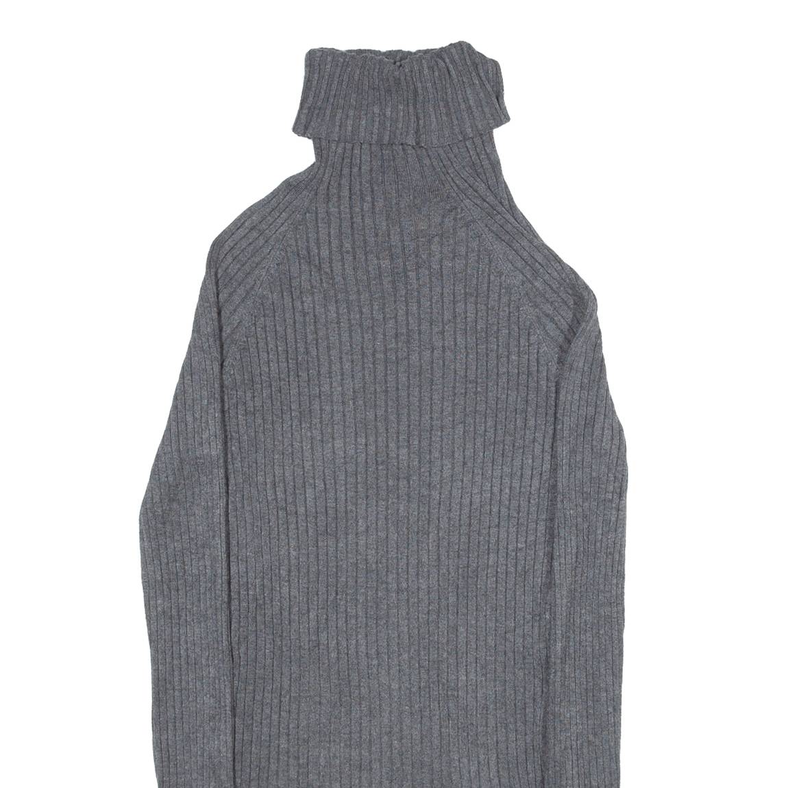 INTERNATIONAL CONCEPTS Stretch Womens Jumper Grey Roll Neck Tight Knit M