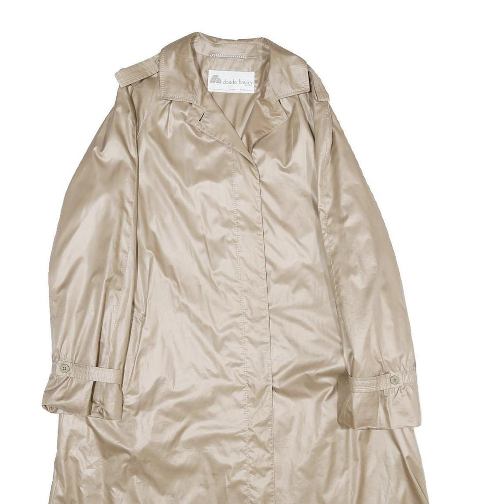 CLAUDE HAVREY Womens Beige Long Sleeve Button Jacket L Polyester Plain Elegant