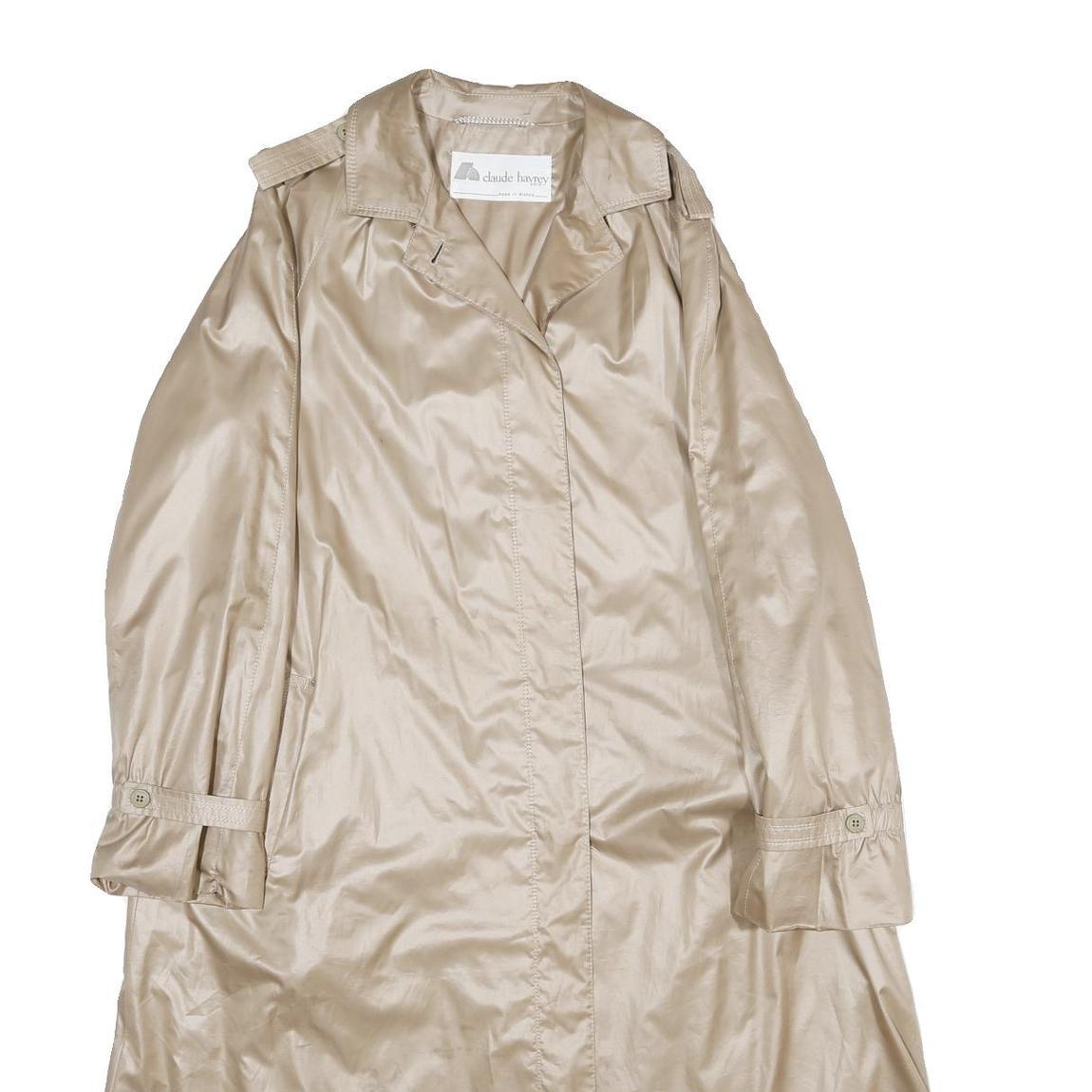 CLAUDE HAVREY Womens Beige Long Sleeve Button Jacket L Polyester Plain Elegant