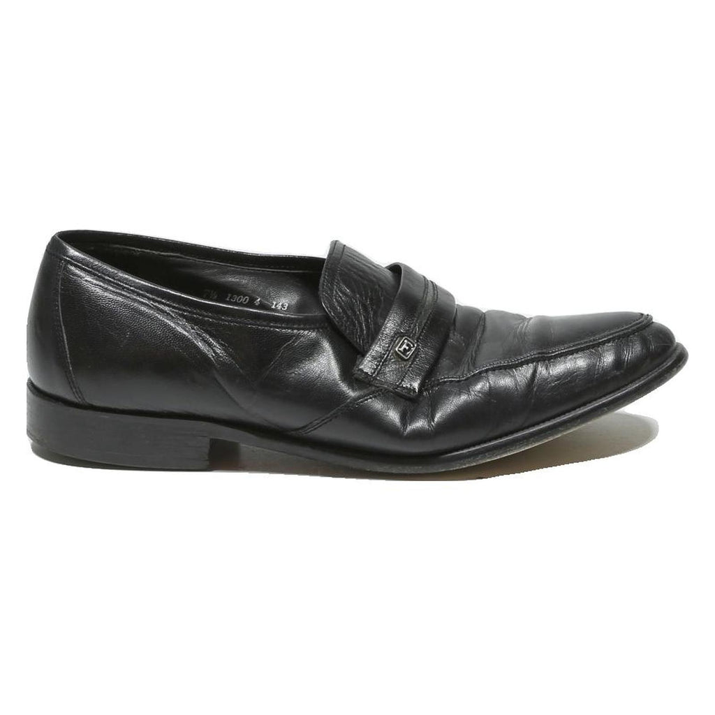 CITY Mens Classic Leather Black Formal Shoes UK 7.5 Smart Office Loafers