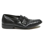 CITY Mens Classic Leather Black Formal Shoes UK 7.5 Smart Office Loafers