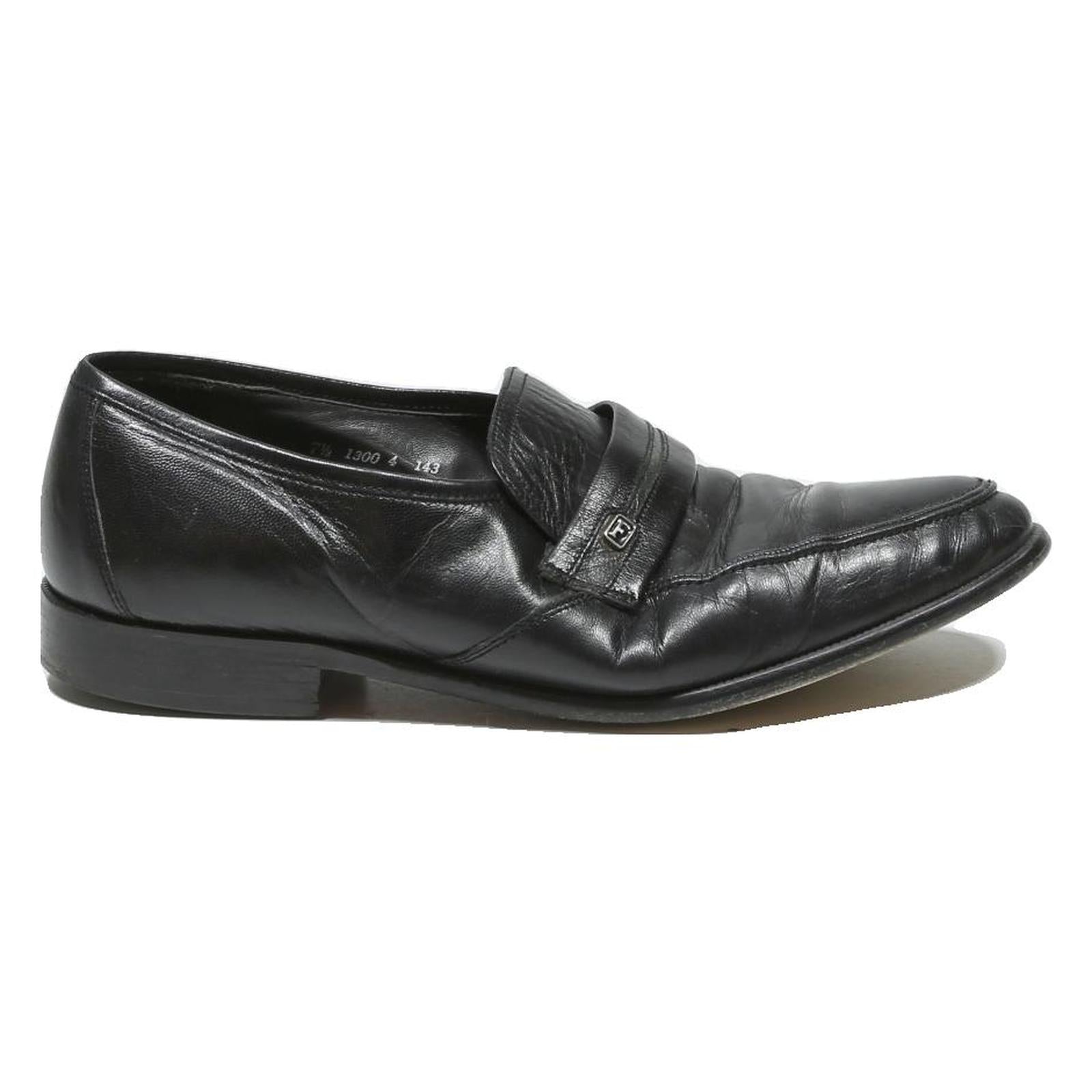 CITY Mens Classic Leather Black Formal Shoes UK 7.5 Smart Office Loafers