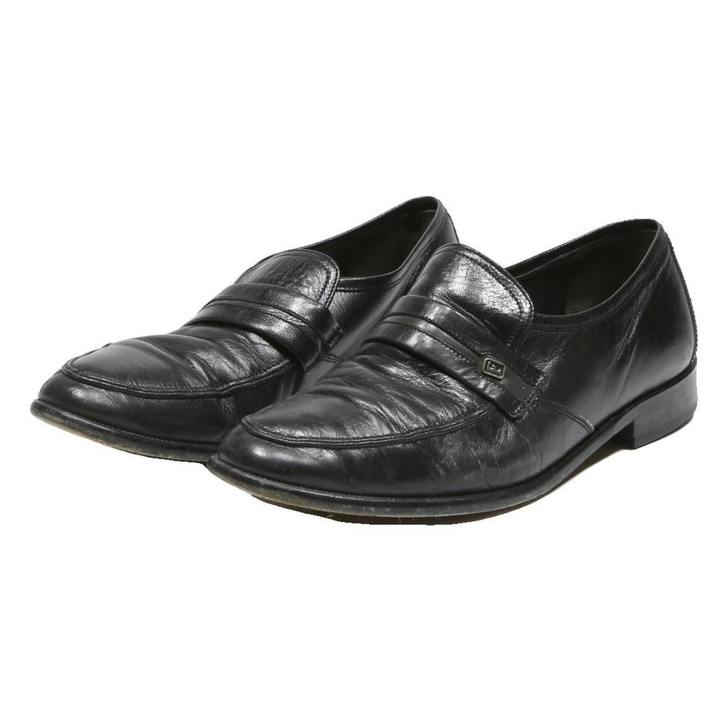 CITY Mens Classic Leather Black Formal Shoes UK 7.5 Smart Office Loafers