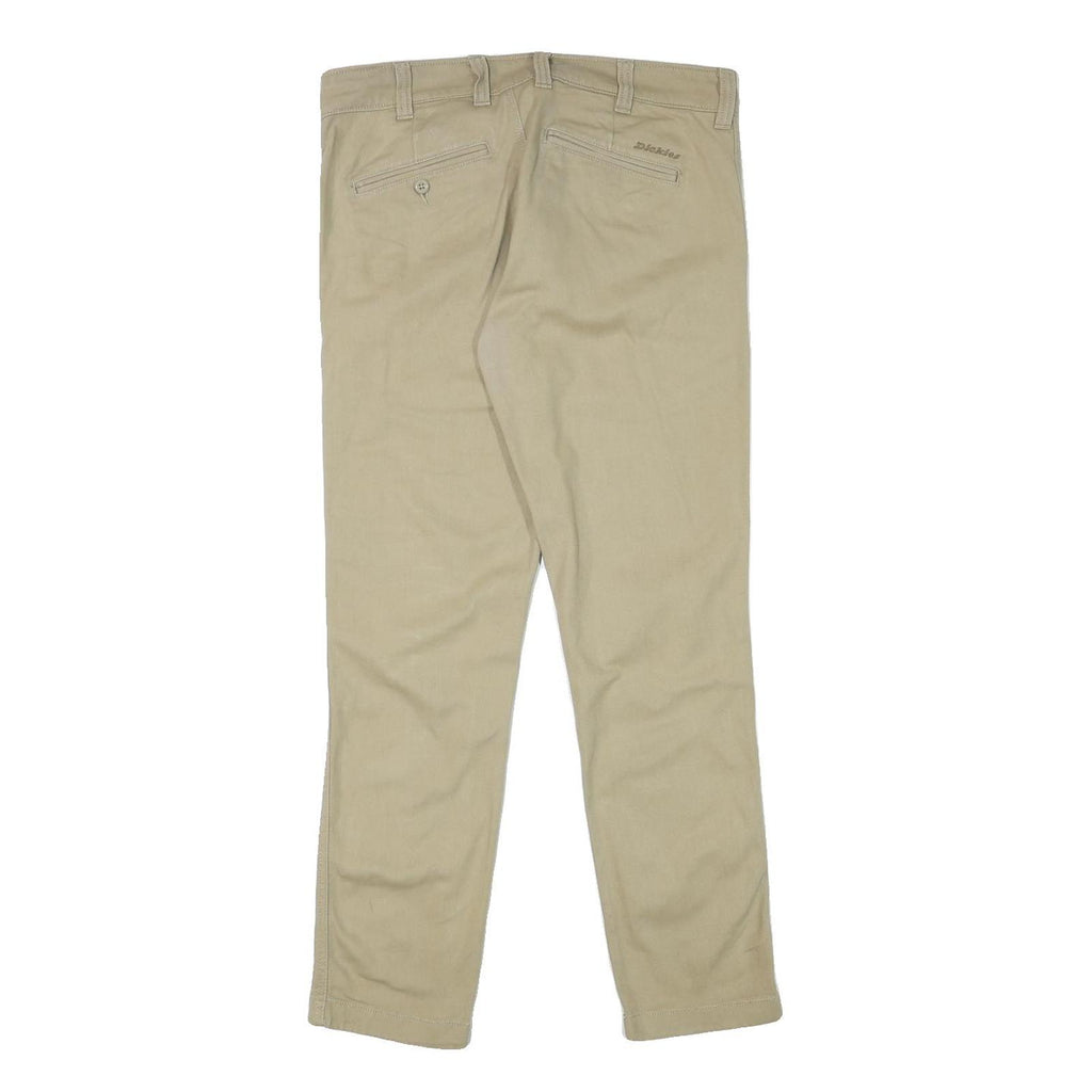 DICKIES Mens Cotton Blend Beige Slim Tapered Trousers W34 L30 Workwear Casual