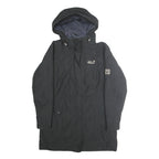JACK WOLFSKIN Womens Black Jacket UK 16 Polyester Blend Plain Hooded Zip
