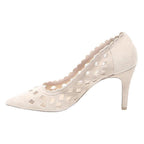 DUNE Womens Suede Cream Scalloped Edge Pointed Toe Court Shoes UK 5 Elegant Chic