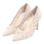 DUNE Womens Suede Cream Scalloped Edge Pointed Toe Court Shoes UK 5 Elegant Chic