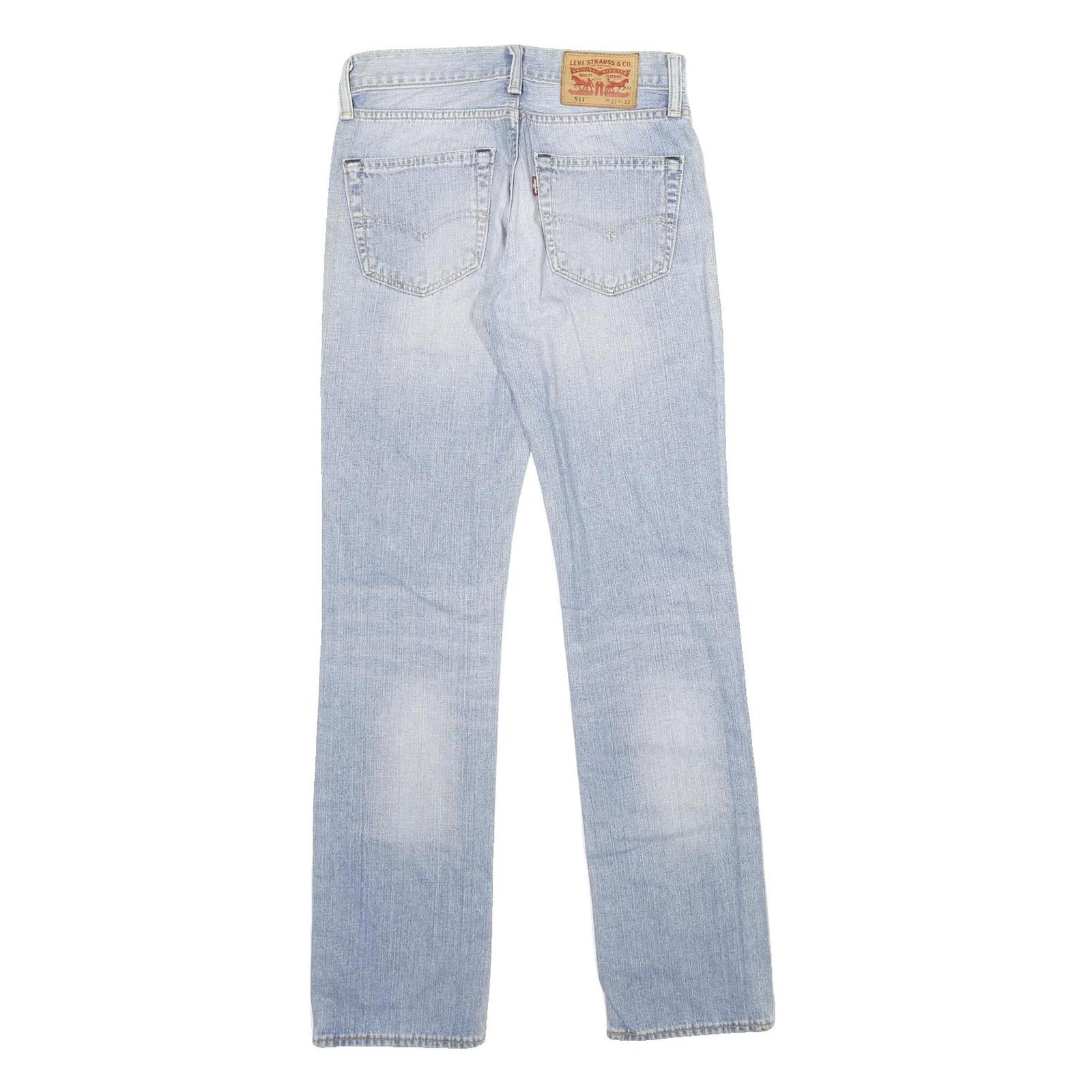 LEVI'S 511 Slim Mens Jeans Blue Denim Light W27 L32 Slim Fit Zip