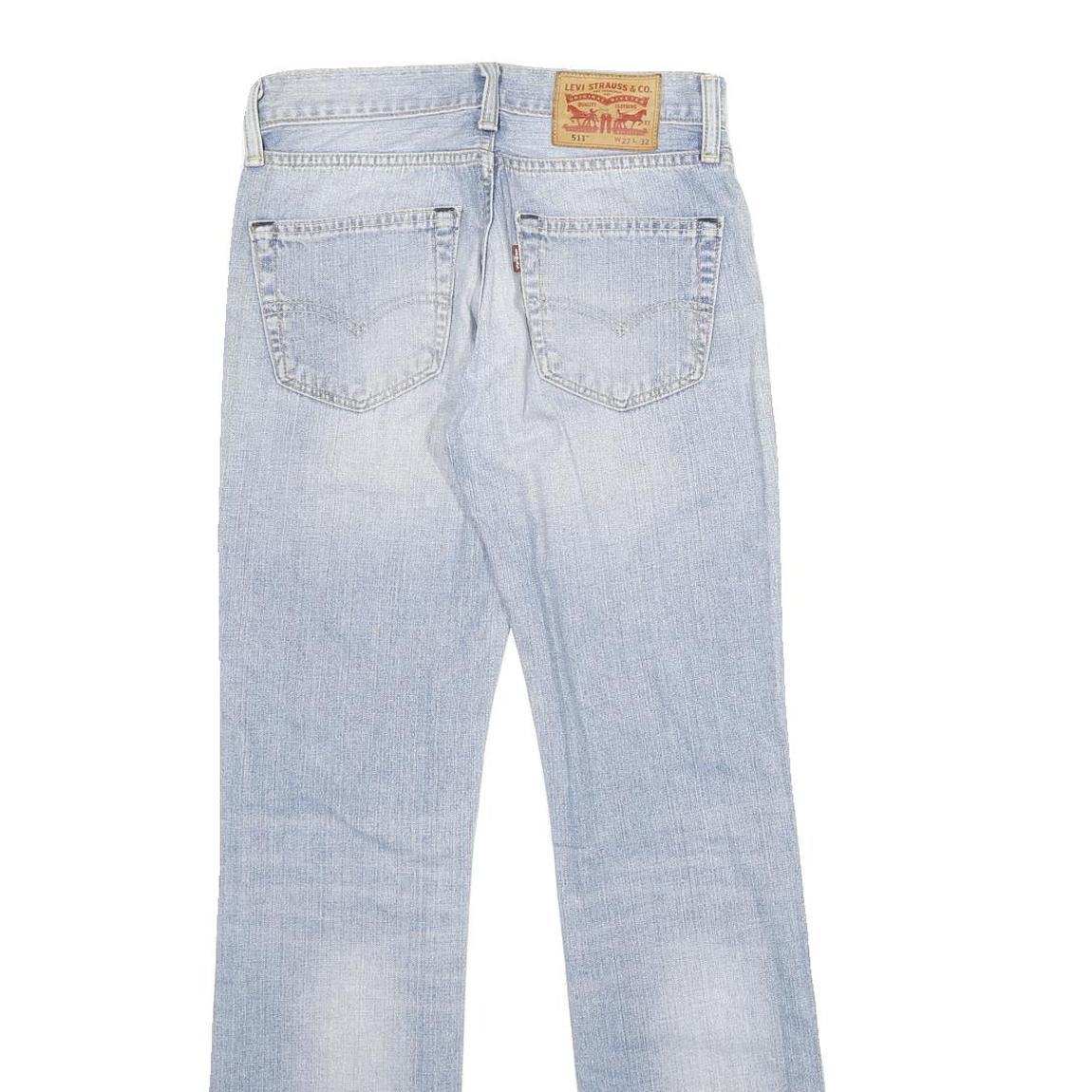 LEVI'S 511 Slim Mens Jeans Blue Denim Light W27 L32 Slim Fit Zip