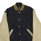 HOLLOWAY Mens Black & Beige United States Navy Bomber Jacket XL Cotton Blend