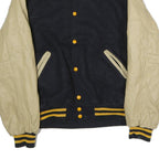 HOLLOWAY Mens Black & Beige United States Navy Bomber Jacket XL Cotton Blend