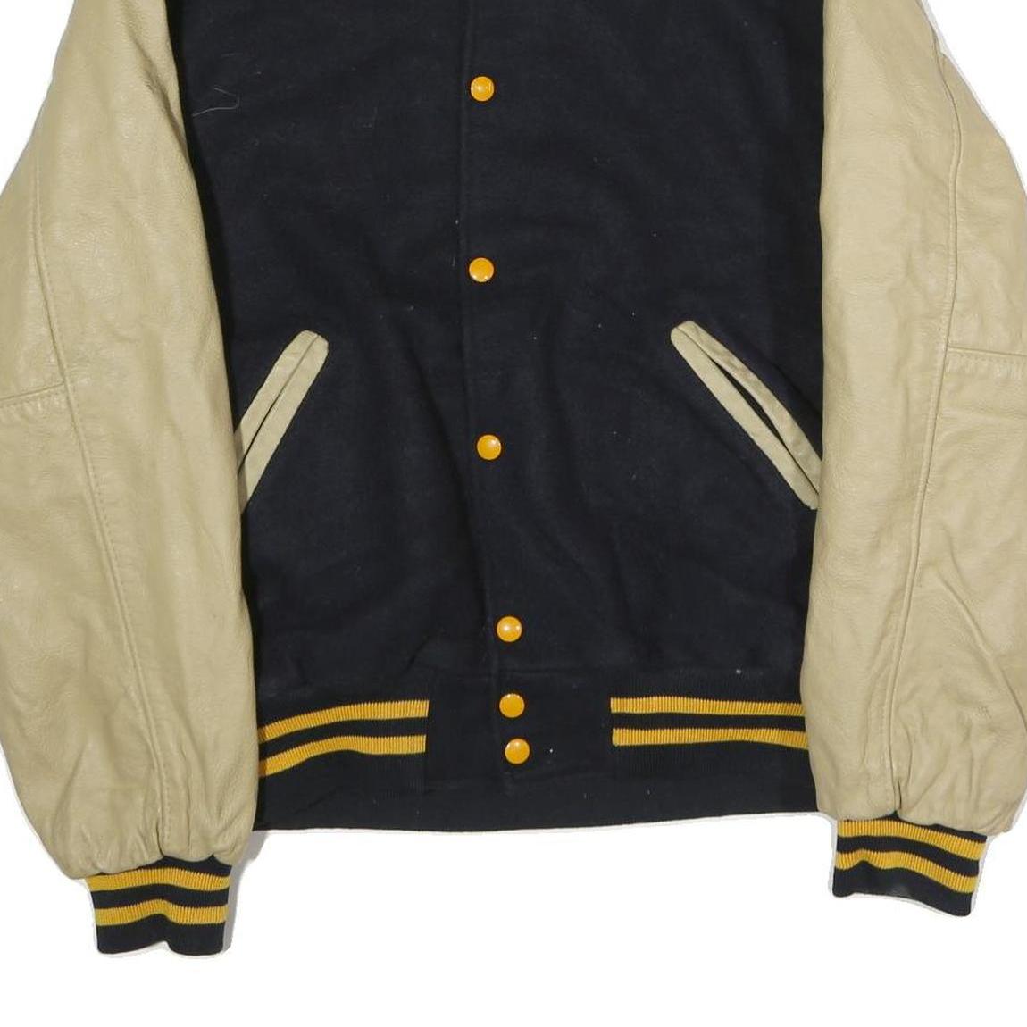 HOLLOWAY Mens Black & Beige United States Navy Bomber Jacket XL Cotton Blend