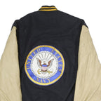 HOLLOWAY Mens Black & Beige United States Navy Bomber Jacket XL Cotton Blend