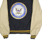 HOLLOWAY Mens Black & Beige United States Navy Bomber Jacket XL Cotton Blend