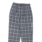 Grey Polyester Blend Mens Regular Fit Tapered Trousers W28 L28 Checked Pattern