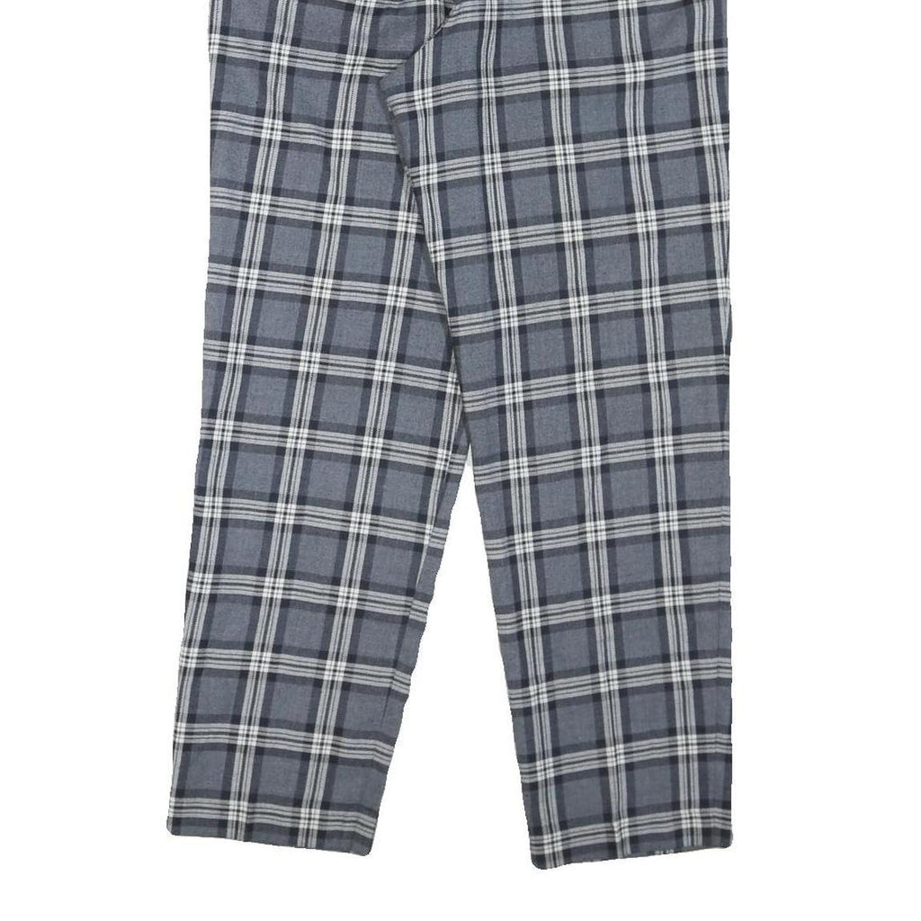 Grey Polyester Blend Mens Regular Fit Tapered Trousers W28 L28 Checked Pattern