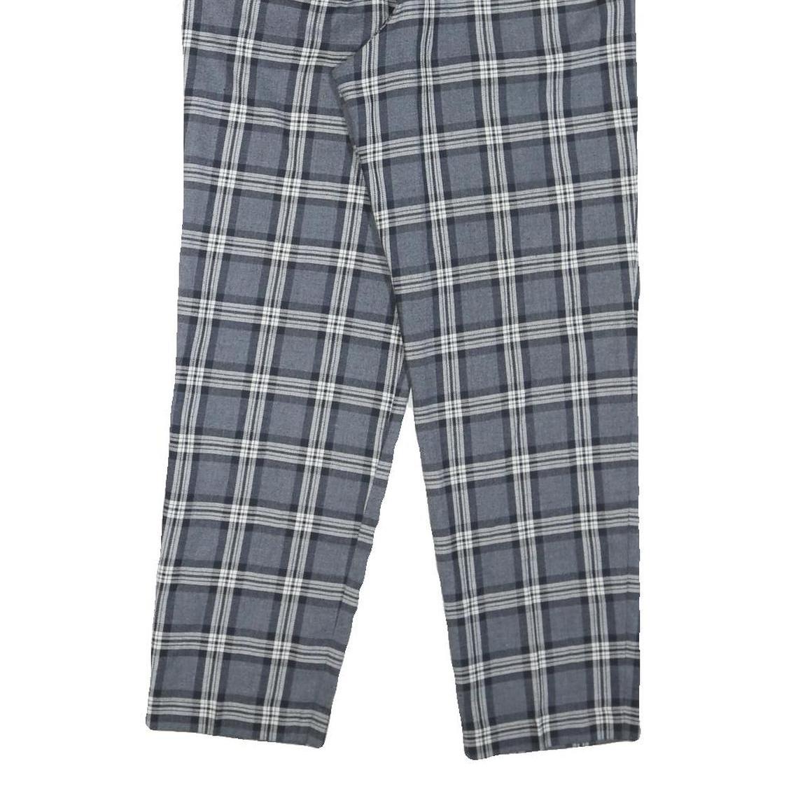 Grey Polyester Blend Mens Regular Fit Tapered Trousers W28 L28 Checked Pattern