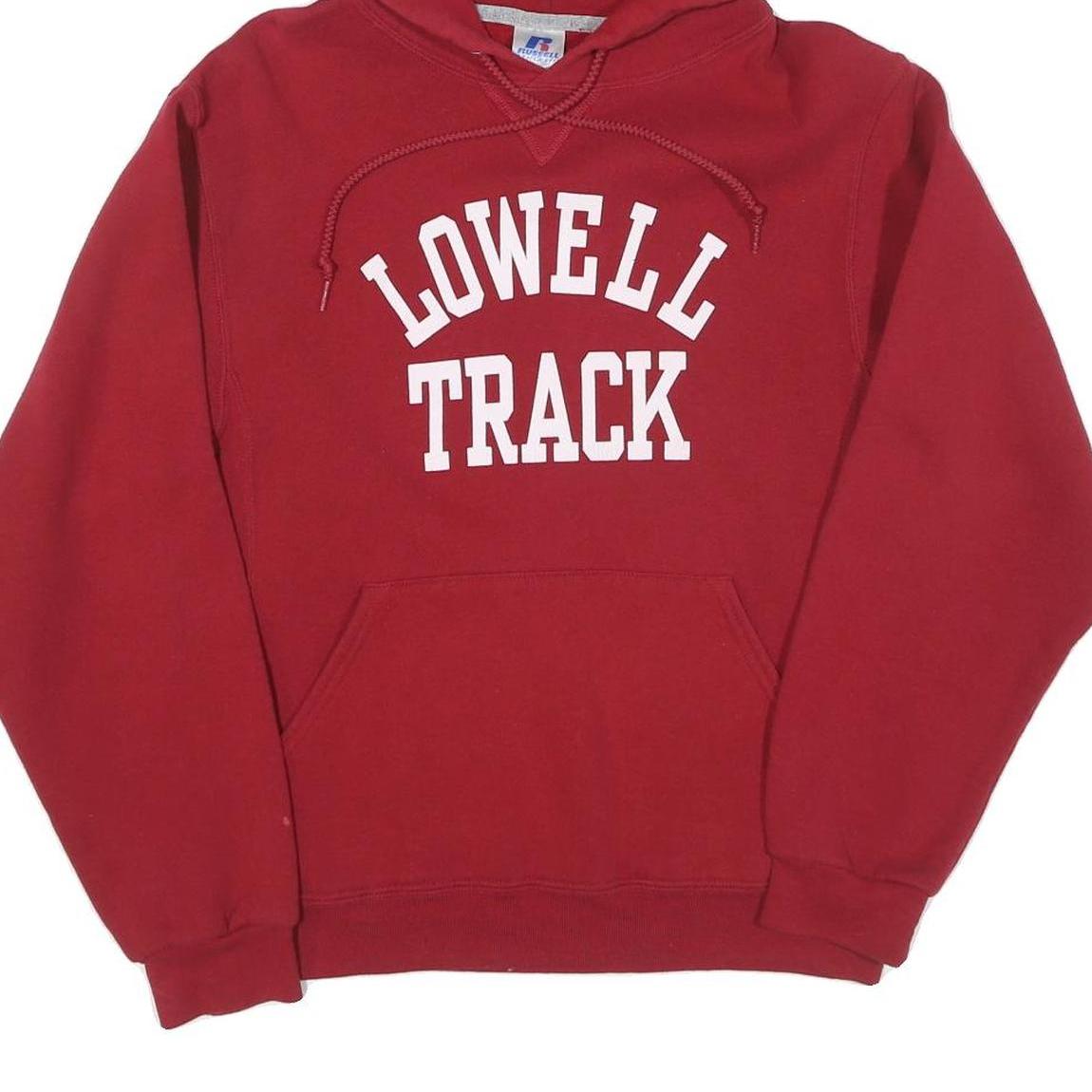 RUSSELL ATHLETIC Mens Red Lowell Track Pullover Hoodie S Cotton Casual