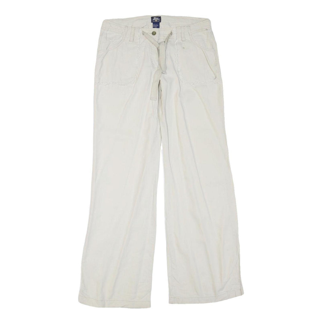 BLUE ASPHALT Womens White Regular Fit Straight Leg Trousers W32 L33 Cotton Blend