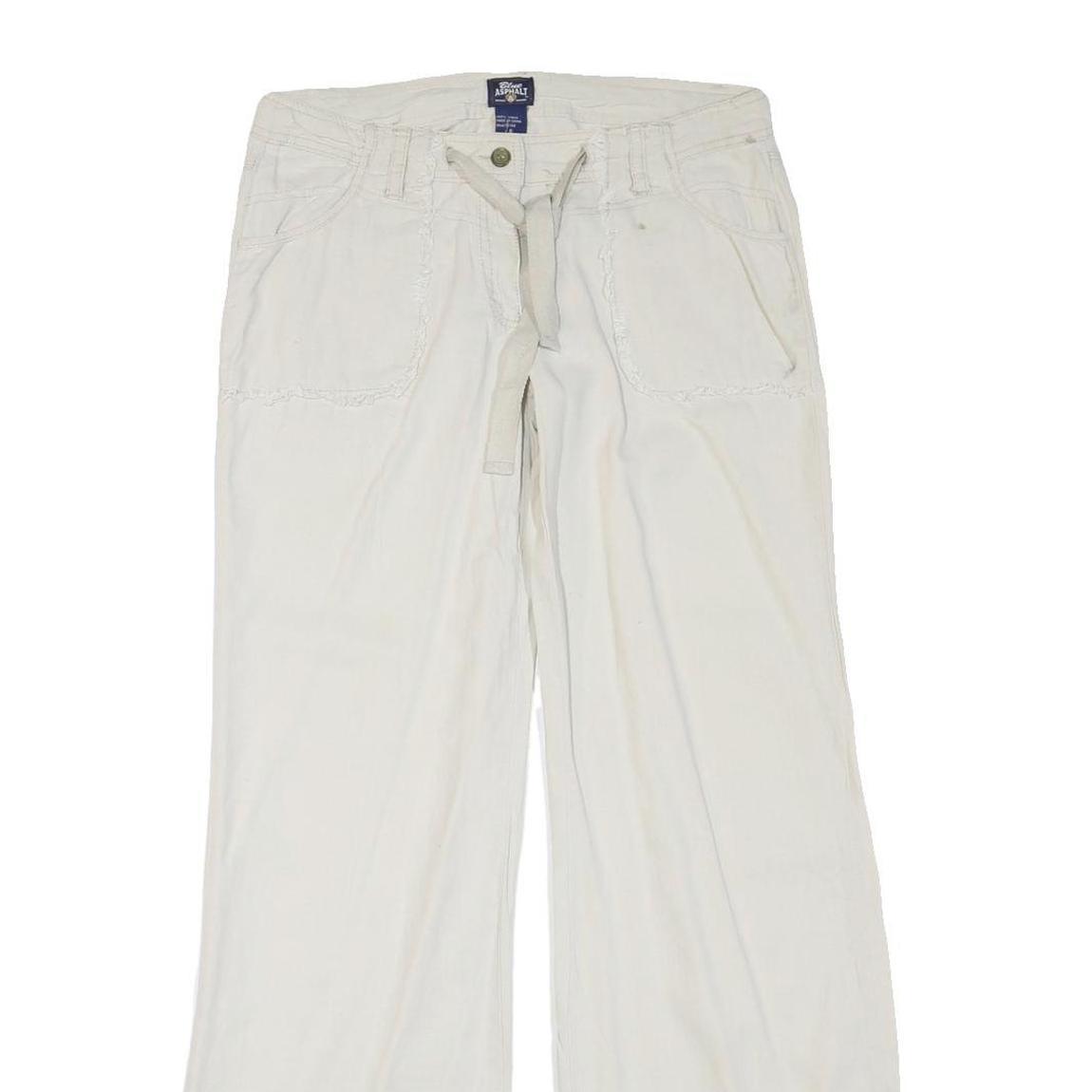 BLUE ASPHALT Womens White Regular Fit Straight Leg Trousers W32 L33 Cotton Blend