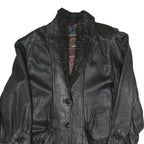 VERA PELLE Womens Black Faux Leather Button Jacket M Leather Plain Button