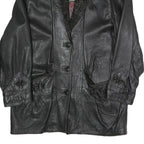 VERA PELLE Womens Black Faux Leather Button Jacket M Leather Plain Button