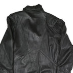 VERA PELLE Womens Black Faux Leather Button Jacket M Leather Plain Button