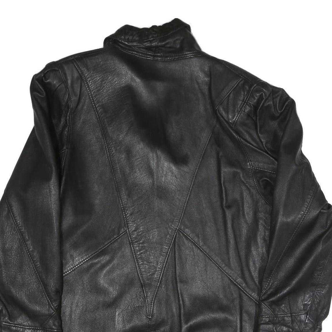 VERA PELLE Womens Black Faux Leather Button Jacket M Leather Plain Button