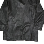 VERA PELLE Womens Black Faux Leather Button Jacket M Leather Plain Button