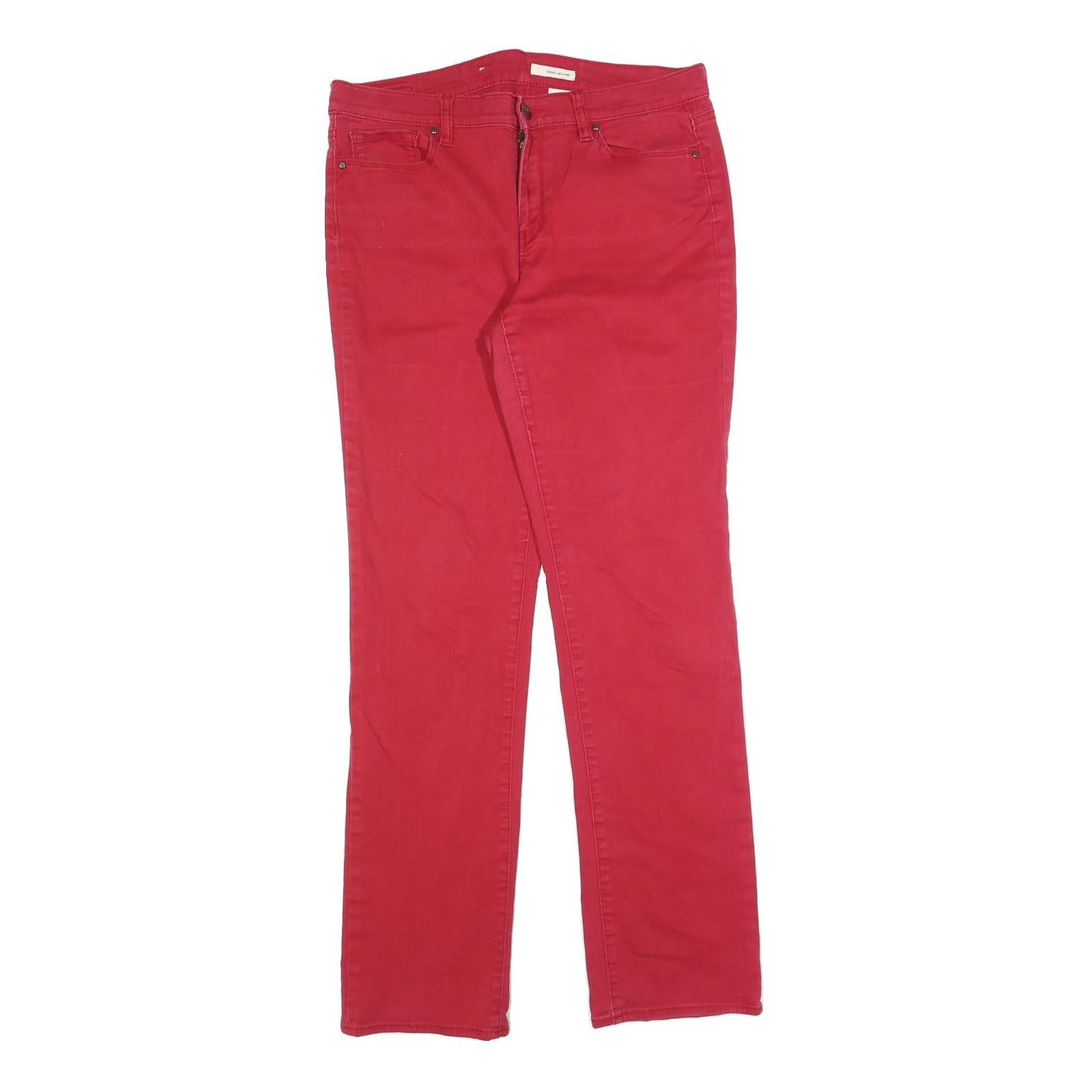 DKNY Womens Red Regular Fit Straight Denim Cotton Blend Jeans W32 L32 Classic