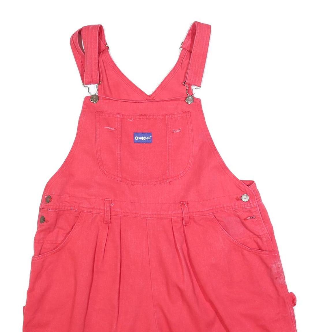 OSH KOSH Womens Red Cotton Blend Dungarees Loose Fit XL W36 L6 Frayed Hem Pocket