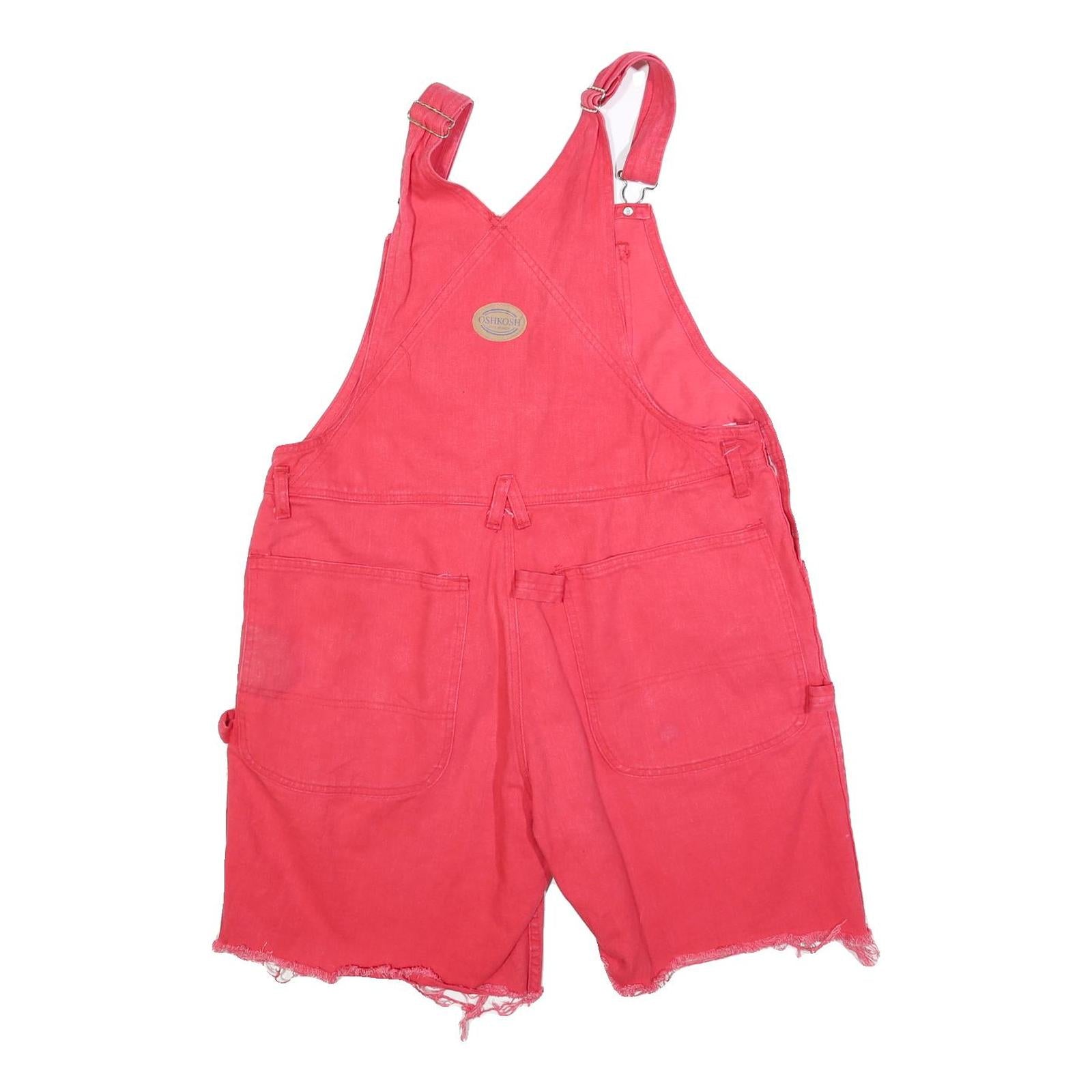 OSH KOSH Womens Red Cotton Blend Dungarees Loose Fit XL W36 L6 Frayed Hem Pocket