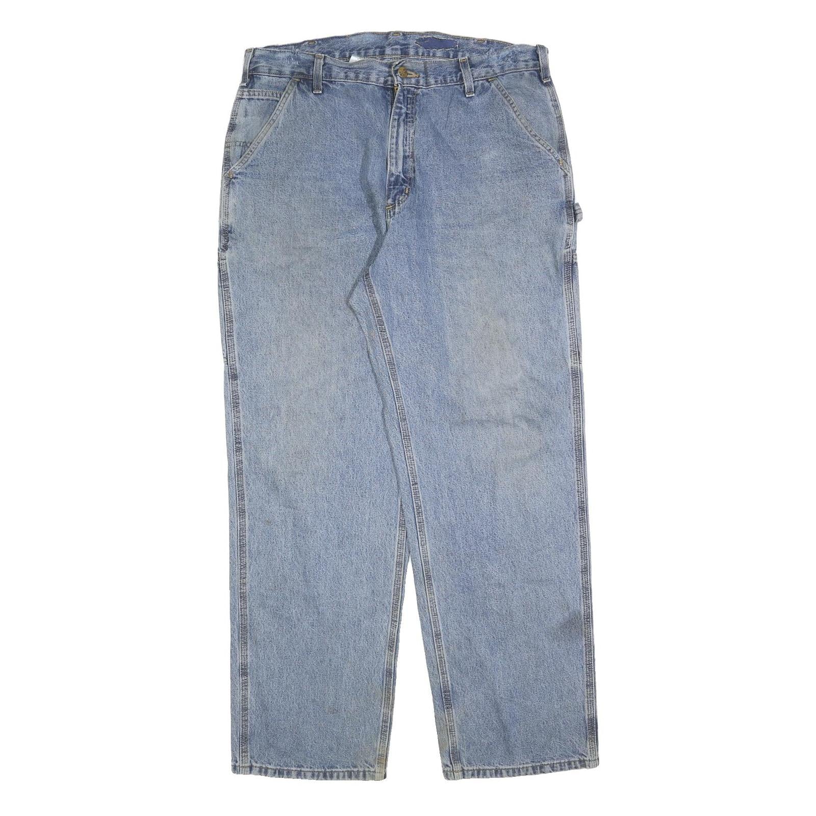 CARHARTT Mens Loose Blue Denim Light Jeans W36 L32 Workwear Zip Closure