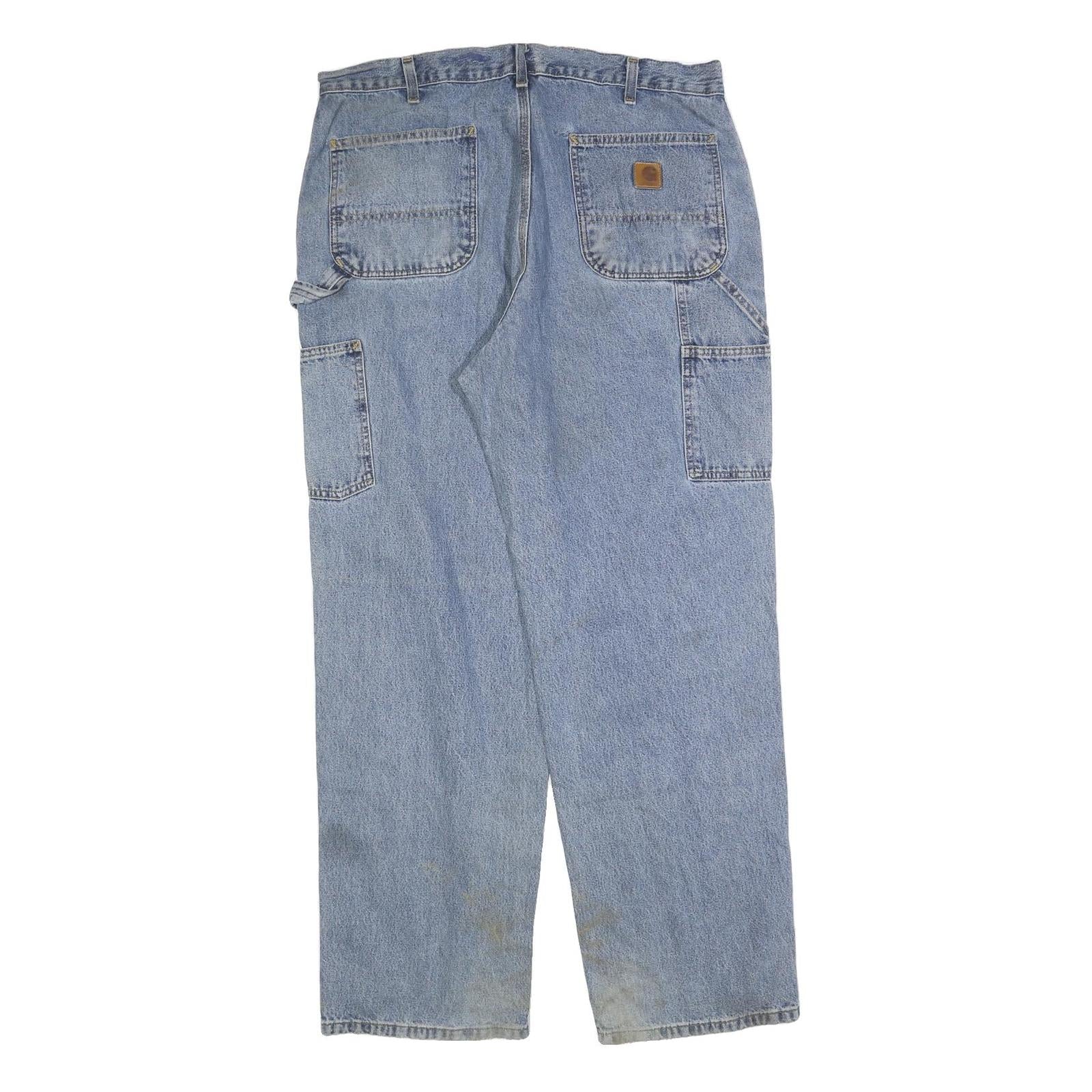 CARHARTT Mens Loose Blue Denim Light Jeans W36 L32 Workwear Zip Closure