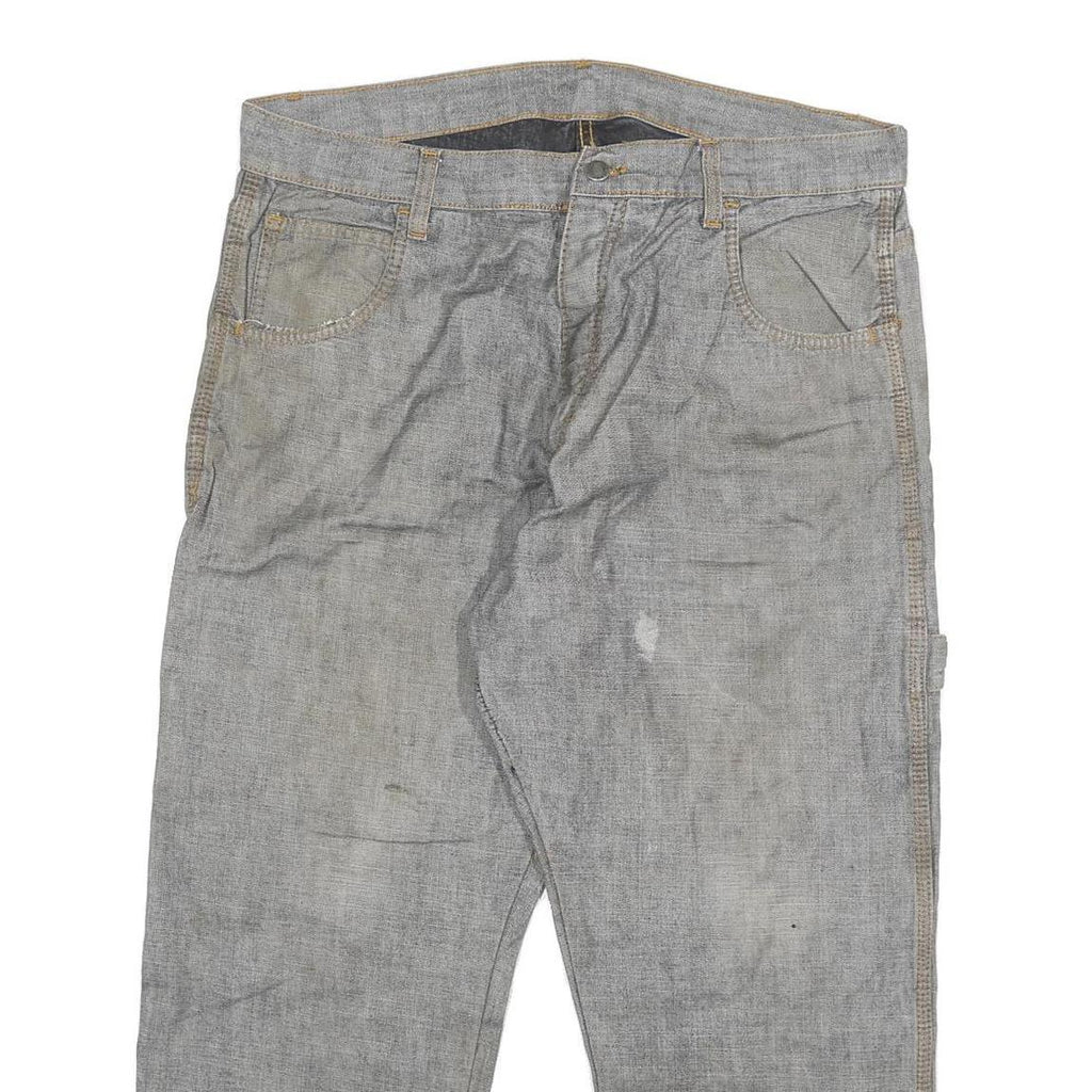 ROUGH Mens Regular Fit Blue Denim Jeans W36 L25 Workwear Zip Closure