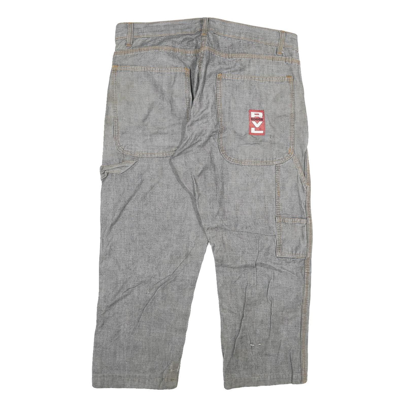 ROUGH Mens Regular Fit Blue Denim Jeans W36 L25 Workwear Zip Closure