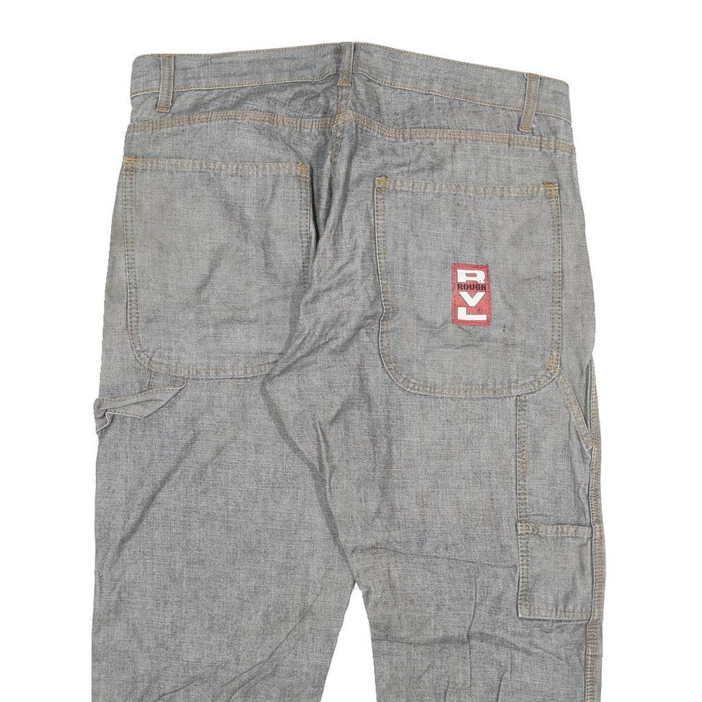 ROUGH Mens Regular Fit Blue Denim Jeans W36 L25 Workwear Zip Closure
