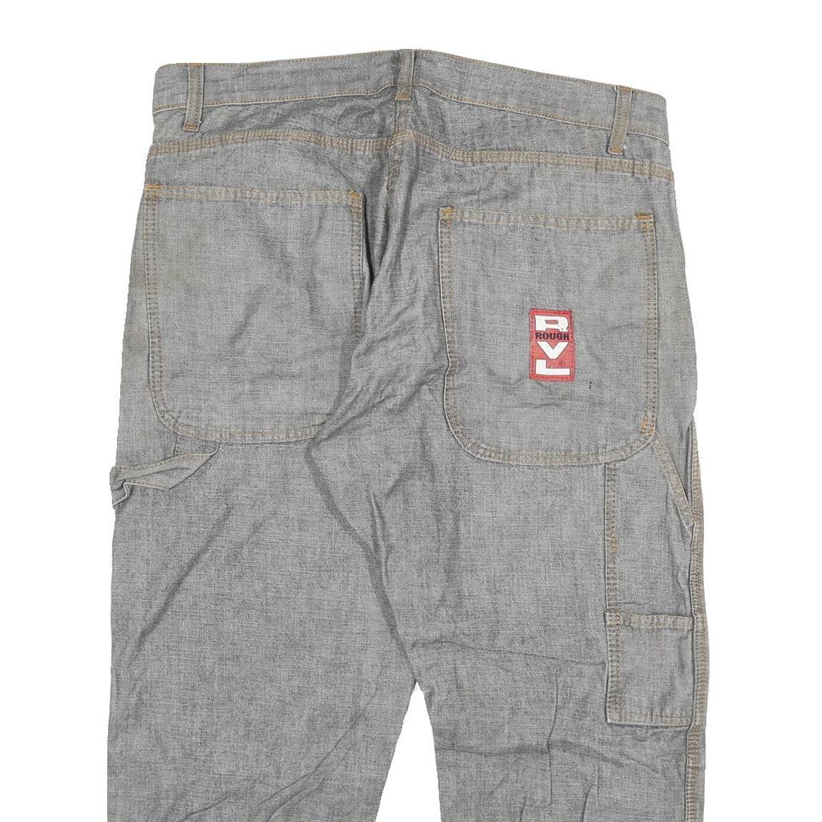 ROUGH Mens Regular Fit Blue Denim Jeans W36 L25 Workwear Zip Closure