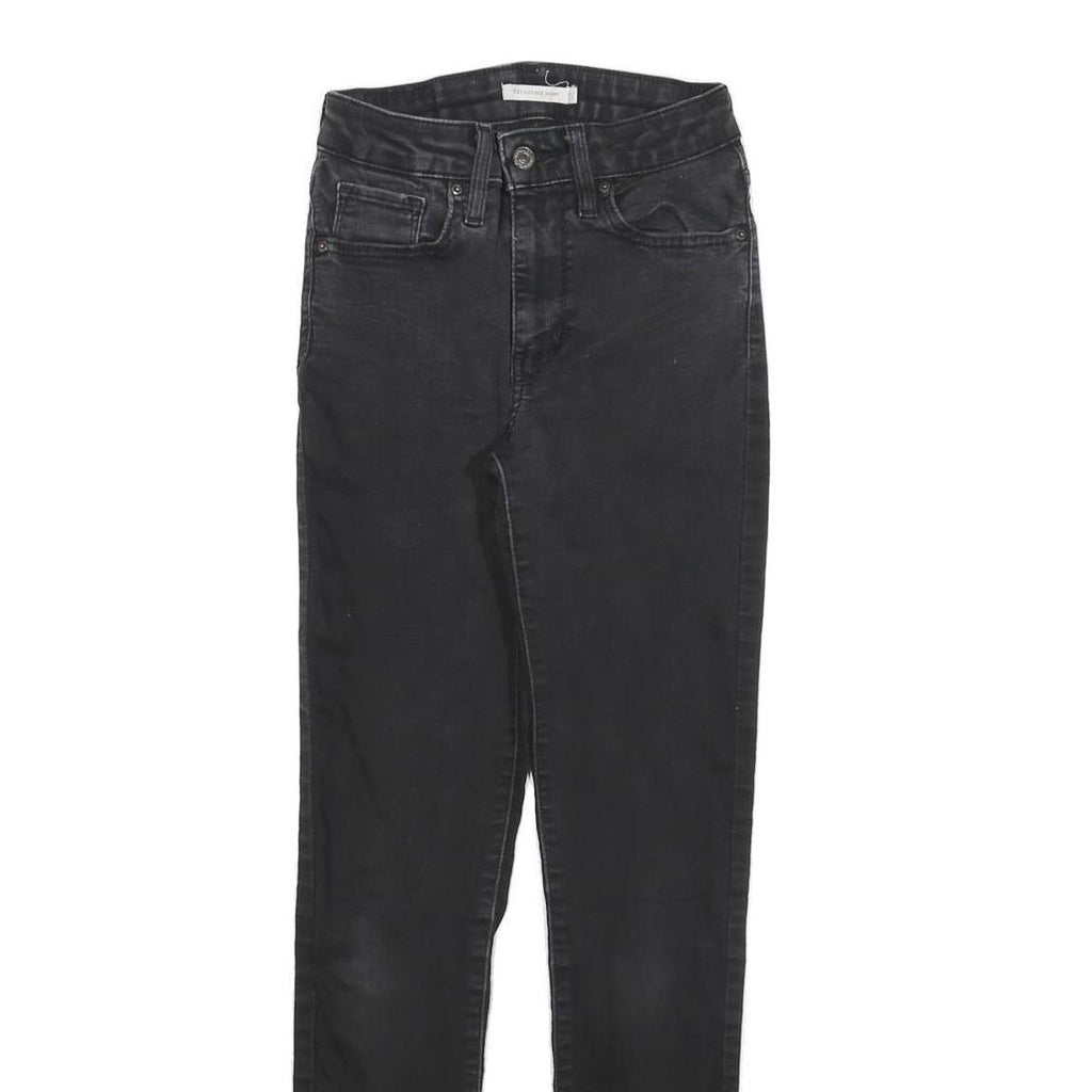 LEVI'S 721 Womens Jeans Black Slim Skinny Denim Medium W25 L30 Classic Style