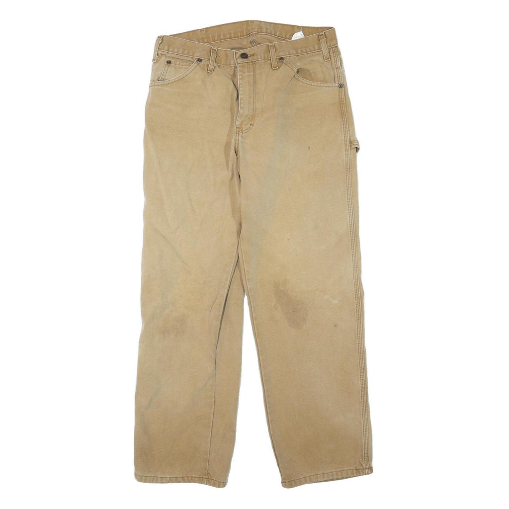 DICKIES Mens Jeans Beige Regular Straight Denim W32 L30 Workwear Carpenter Style